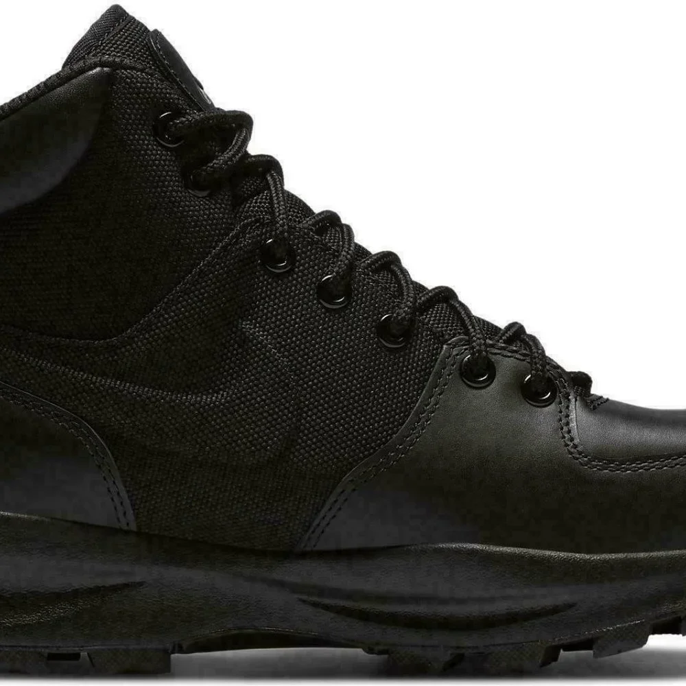 Nike Manoa Water Resistant Leather Boots Triple Black 456975-001 Mens - Picture 4 of 7
